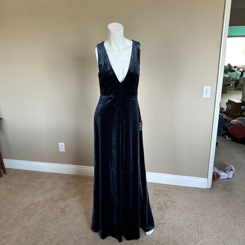 Lulus Navy Blue Velvet Sleeveless Maxi Dress